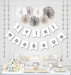 İyi Ki Doğdun Beyaz Gümüş Banner